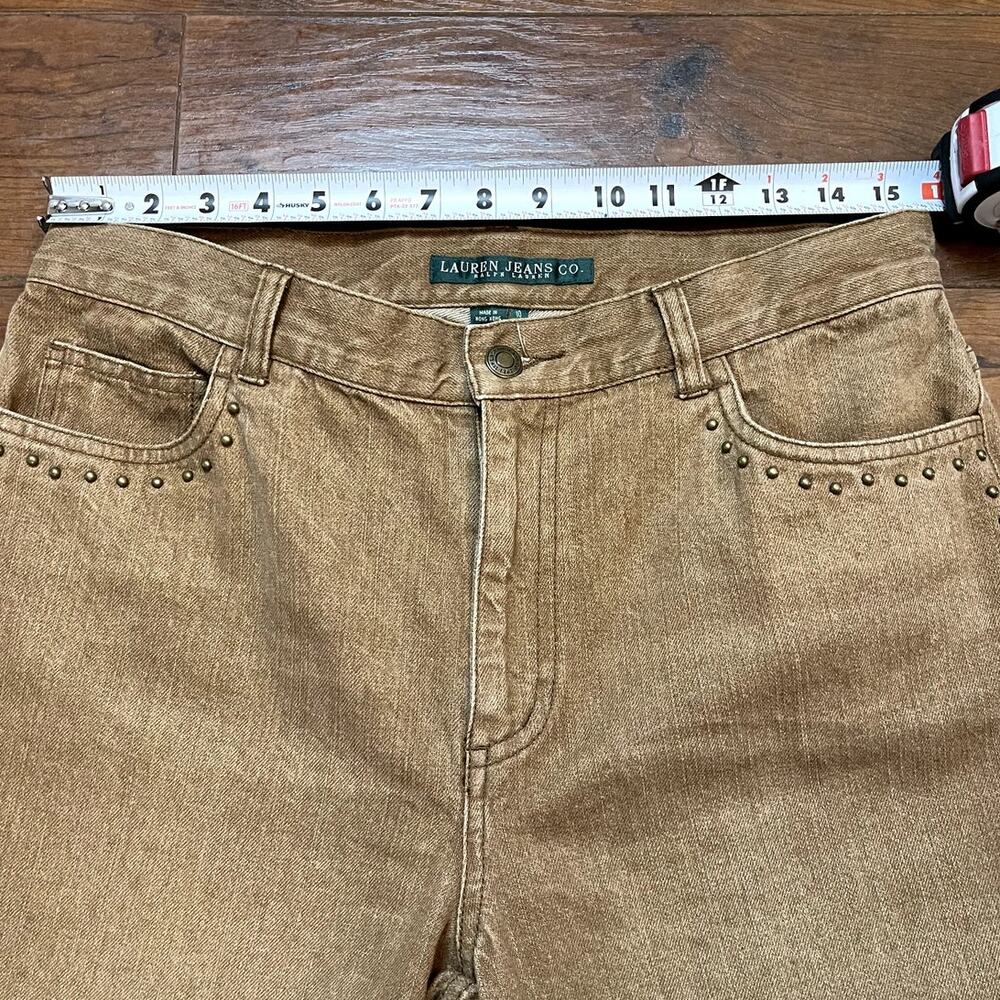 Ralph Lauren Jeans Light Brown 100% Cotton Studded Bootcut Western Jeans Size 10 - Picture 4 of 7